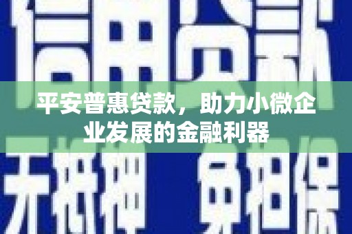 顺平平安普惠贷款，助力小微企业发展的金融利器