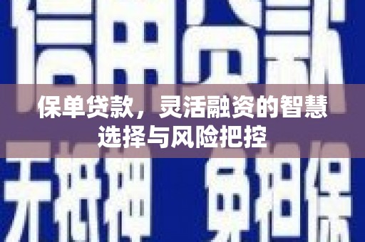 顺平保单贷款，灵活融资的智慧选择与风险把控