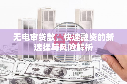 顺平无电审贷款，快速融资的新选择与风险解析