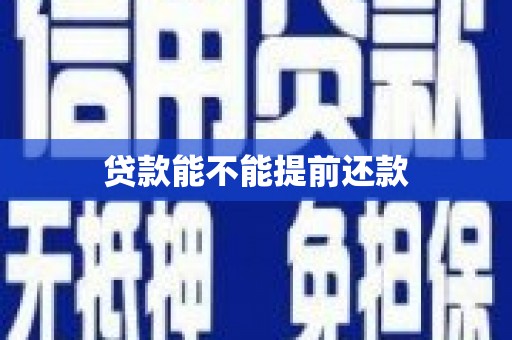 顺平贷款能不能提前还款