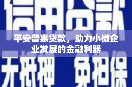 顺平平安普惠贷款，助力小微企业发展的金融利器