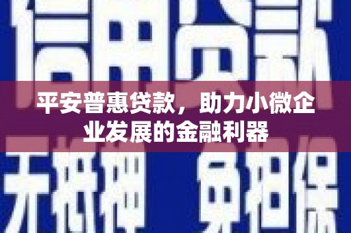 顺平平安普惠贷款，助力小微企业发展的金融利器