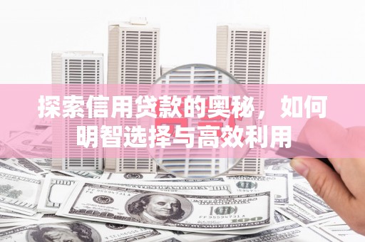 顺平探索信用贷款的奥秘，如何明智选择与高效利用